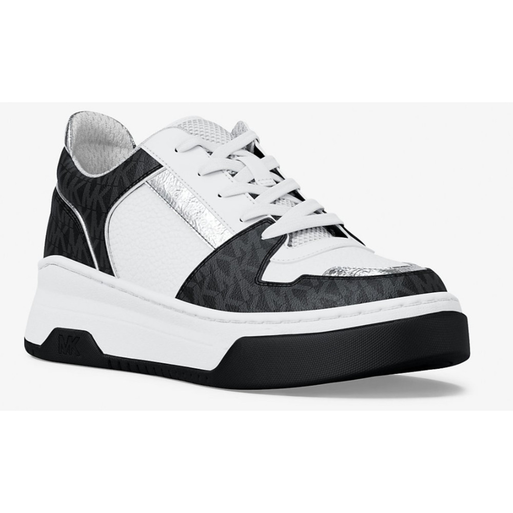 Michael Kors Lexi Women’s Sneaker White black Mixed-Media Size 8.5 New In Box